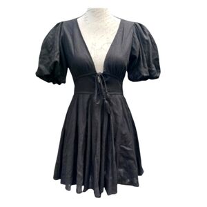 chinese dress ladies Black Linen Francis Maxi Dress